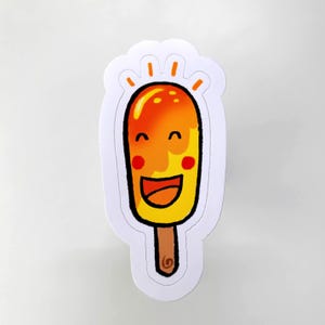 Cute Happy Popsicle - Sticker vinyle imperméable à découper - Finition brillante