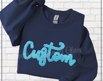 Custom Mascot Shirt | Yarn Embroidered School Spirit Sweatshirt | Personalized Team Name Tee | Fan Game Day Wear