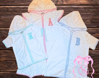 Cubrebaño de felpa con apliques bordados: ropa de playa personalizada para niños