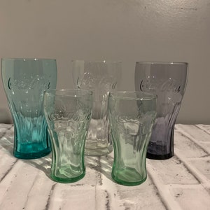Coca-Cola Libby colorful and clear glass cup set collectors pack