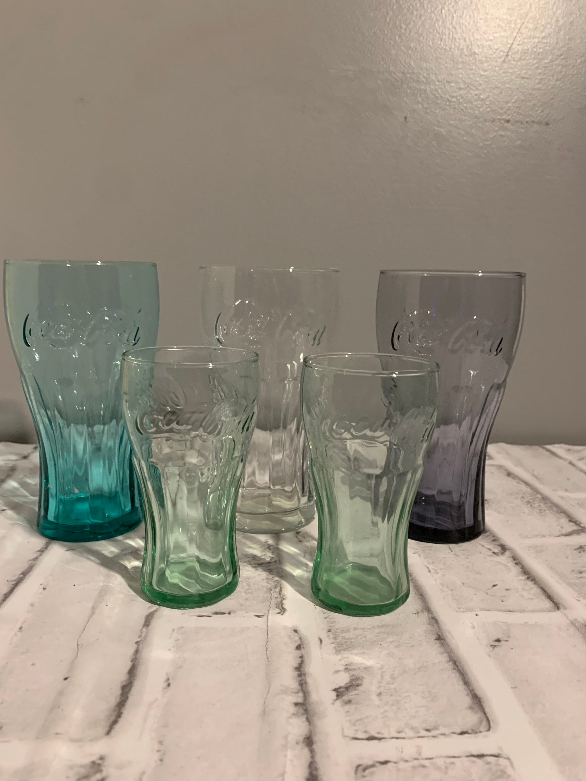 Coca-Cola Libby colorful and clear glass cup set collectors pack