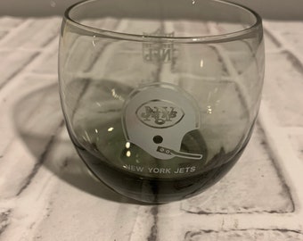 Vintage 1970s NFL New York Jets smoke glass cup