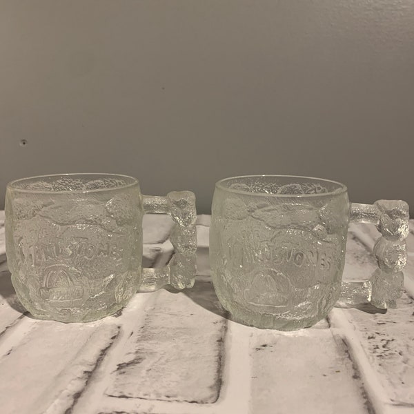 Vintage 1993 The Flintstones McDonald's Rocky road glass mug set