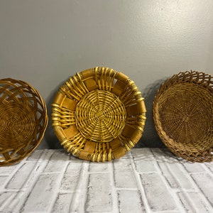 Vintage Wicker Rattan Woven Baskets Wall Hangings Boho