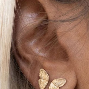1pair simple asymmetric butterfly shape stud earring for women
