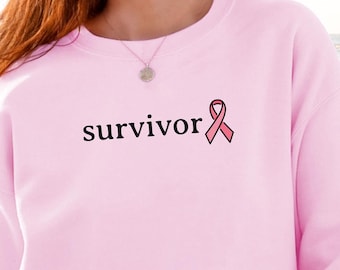 Breast Cancer Survivor Sweatshirt, Warrior Pink Ribbon Shirt, Team Beat Breast Cancer, Breast Cancer Awareness Sweater, Cancer Support Gift