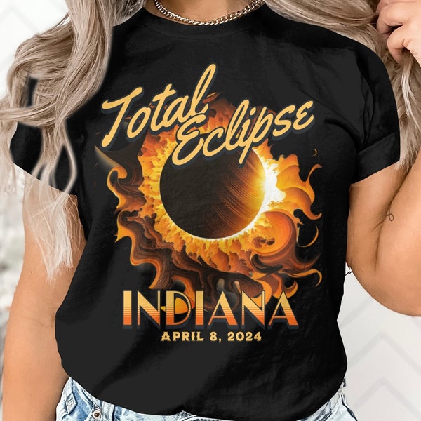 Total Eclipse 2024 Indiana T-Shirt, Indiana Eclipse, Astronomy Gift, Path to Totality, Eclipse Gift, Solar Eclipse T, Solar Eclipse Gift