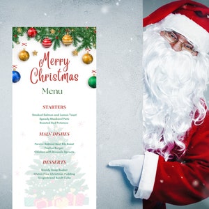 Menu kolacji wigilijnej edytowalne cyfrowe do pobrania, szablon menu świątecznego, menu do wydruku lub wysłania e-mailem, menu wigilijne, posiłek świąteczny