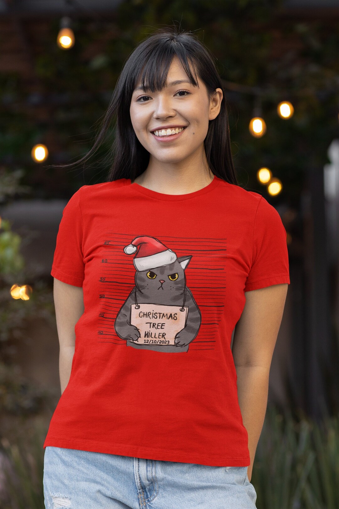 Cat Christmas Tree Killer Unisex Tshirt, Funny Holiday Shirt, Cat XMAS