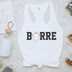 Halloween Barre Shirt, Ghost Barre Tank, Pilates Tee,  Barre Shirt, Halloween Fitness Apparel, Witch Way to the Barre, PSL, Yoga Top