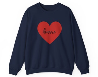 Barre Herz Sweatshirt, ich liebe Barre Rundhalsausschnitt, Barre Kleidung, Pilates Workout T-Shirt, Yoga-Lehrer Hoodie, übergroßer Barre Hoodie