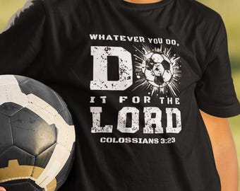 Kids Christian Soccer T-Shirt: Bible Verse Religious Tee