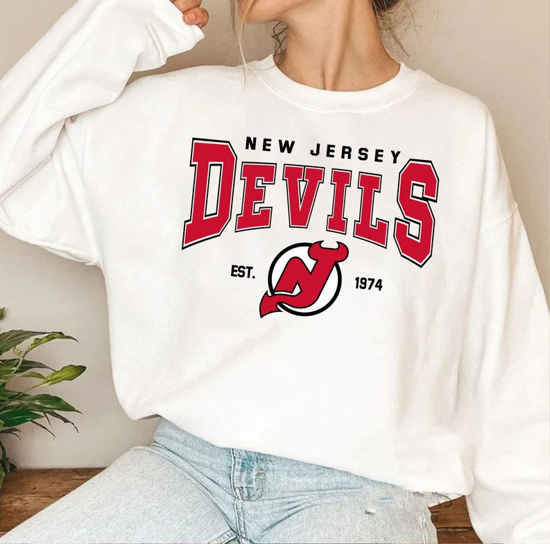 New Jersey Devils Sweatshirt, NJ Hockey Shirt, Vintage Ice Hockey Tee,  Jersey Devils Hoodie, 2022–23 New Jersey Devils
