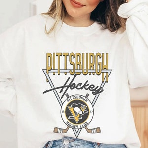CustomCat Pittsburgh Penguins Baby Blue Vintage NHL Crewneck Sweatshirt Navy / 4XL