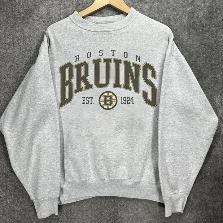 vintage Boston Bruins Sweater Adult M Black Embroidered Sweatshirt Outdoor  Mens