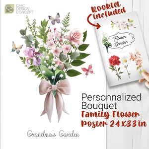 Birth Flower Family Bouquet, Family Birth Flowers PDF, Personalized Family Print, Birth Month Portrait JPG, Custom Printable Family Bouquet