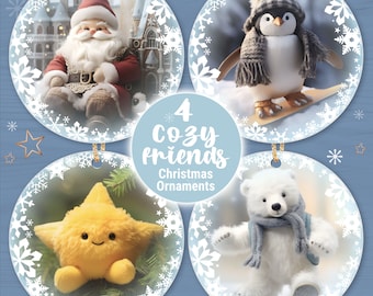 3D Ornaments Sublimation, Christmas Tree Decorating Set, Christmas Decorator PNG, 3D Bundle Ornament Print, Cozy Christmas Ornament PNG