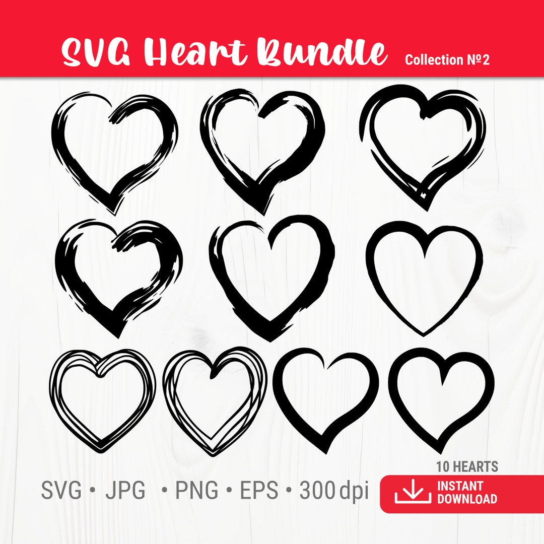 Heart SVG PNG Bundle, Valentine Hearts Svg, Doodle Heart, Heart Svg ...