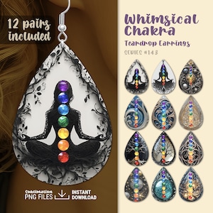Teardrop Earring PNG Template, Sublimation Earring Chakra PNG, Earring Template For Sublimation, Sublimation Design Bundle, Bundle PNG