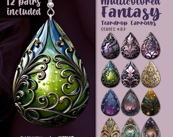 Fantastical TearDrop Earring PNG, Tear Drop Earring PNG, Sublimation Design Bundle, Teardrop Bundle PNG, Earrings Bundle, Printable Series87