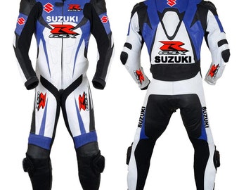 Suzuki GXR Motorbike Racing Leather Suit- CE Approved Motorbike Riding Suit With Protective Armours