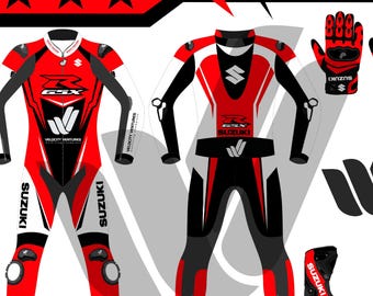 Suzuki VV GXR Motorbike Racing Leather Suit- CE Approved Motorbike Riding Suit With Protective Armours