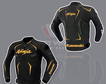 Ninja Motorbike Racing Jacket - Cowhide Leather Motorcycle Racing Jacket With Protective Armours