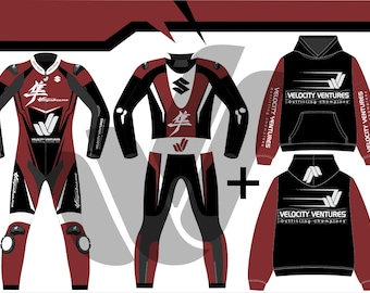 Hayabusa VV GXR Motorbike Racing Leather Suit with free Hoodie - CE Approved Motorbike Riding Suit With Protective Armours