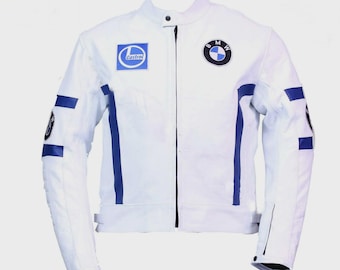 BMW Motorbike Racing Jacket - Cowhide Leather Motorcycle Racing Jacket With Protective Armours