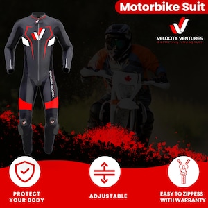 Velocity Ventures Motorbike Racing Leather Suit- CE Approved Motorbike Riding Suit With Protective Armours