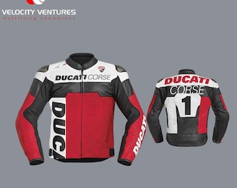 Ducati Motorbike Racing Jacket - Cowhide Leather Motorcycle Racing Jacket With Protective Armours