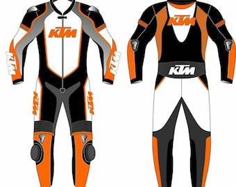 KTM Motorbike Racing Leather Suit- CE Approved Motorbike Riding Suit With Protective Armours