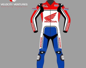 Honda HCR Customised Motorbike Racing Leather Suit- CE Approved Motorbike Riding Suit With Protective Armours