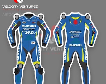 Suzuki Ecstar Motorcykel Läder Racing Dräkt Motorcykel Kördräkt | CE-godkänd Med Skyddsskydd