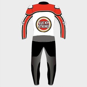 Lucky strike customised Motorbike Racing Leather Suit- CE Approved Motorbike Riding Suit With Protective Armours