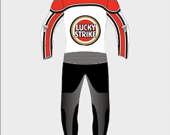 Lucky Strike Custom Motorcycle Racing Suit Leather | Motorbike Riding Suit CE Approved Protective Racing Gear Custom Motorcycle Leather Suit