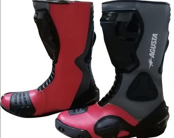 AGUSTA Handmade Motorbike Boots – Top Quality Leather with Extra Protection and Comfort