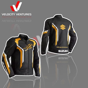 SUZUKI HAYABUSA Motorbike Racing Jacket - Cowhide Leather Motorcycle Racing Jacket With Protective Armours