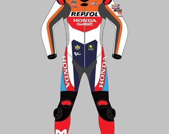 Motogp Honda Repsol Motorbike Racing Leather Suit- CE Approved Motorbike Riding Suit With Protective Armours