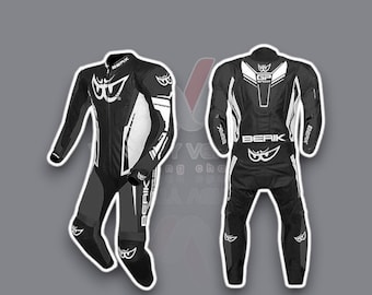 Traje de carreras de cuero para motocicleta BERIK, traje de montar de una pieza para motocicleta / con armaduras protectoras