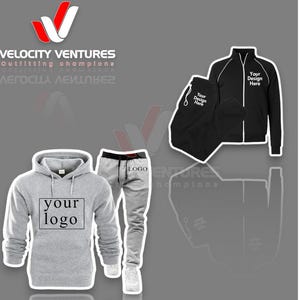 Pack of 2 Tracksuits – Free Logo & Text | Personalised Gym , Team wear | Unisex Zip Jogger Sets
