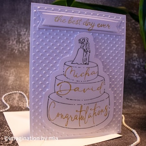 Personalized Wedding Card with Custom Name, Elegant Cake Design, 3D Wedding Congratulations, Customized Marriage Card, Wedding Card Design