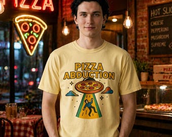 T-Shirt Pizza Abduction: Funny Alien Shirt, Pizza Lover Gift, UFO Graphic Tee