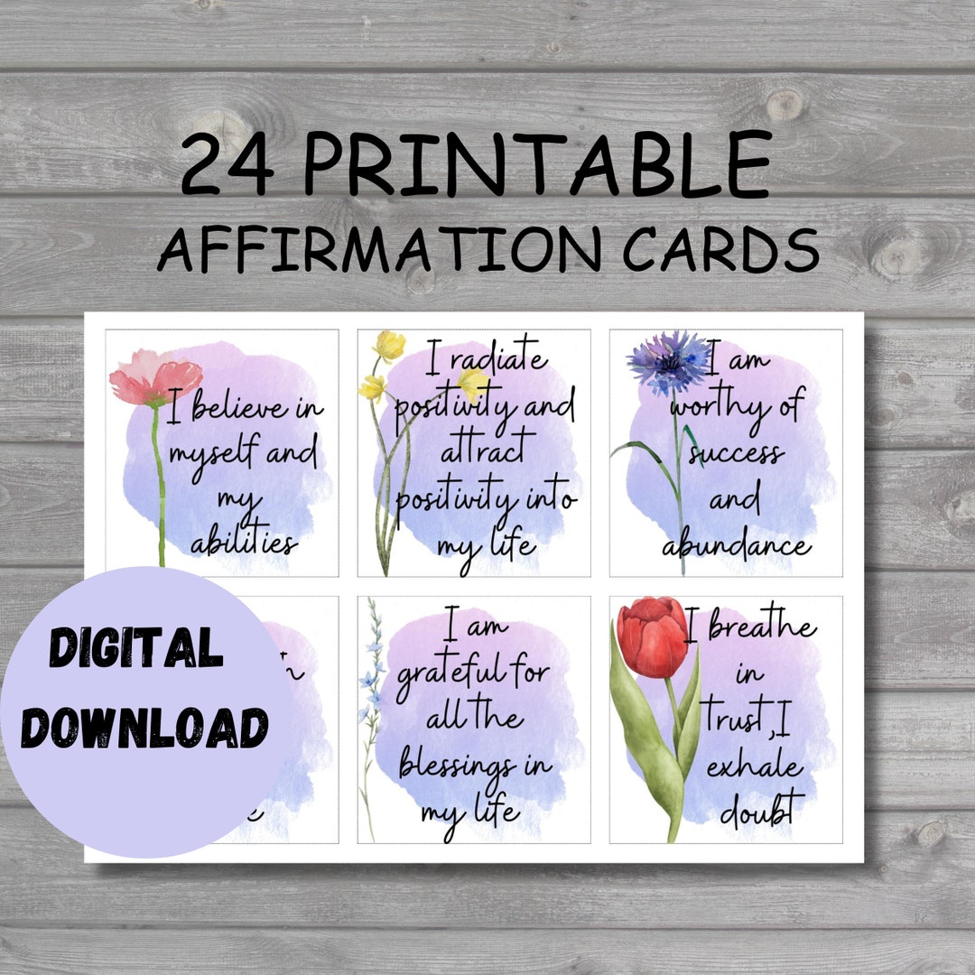 Printable Positive Affirmations Digital Cards Instant - Etsy