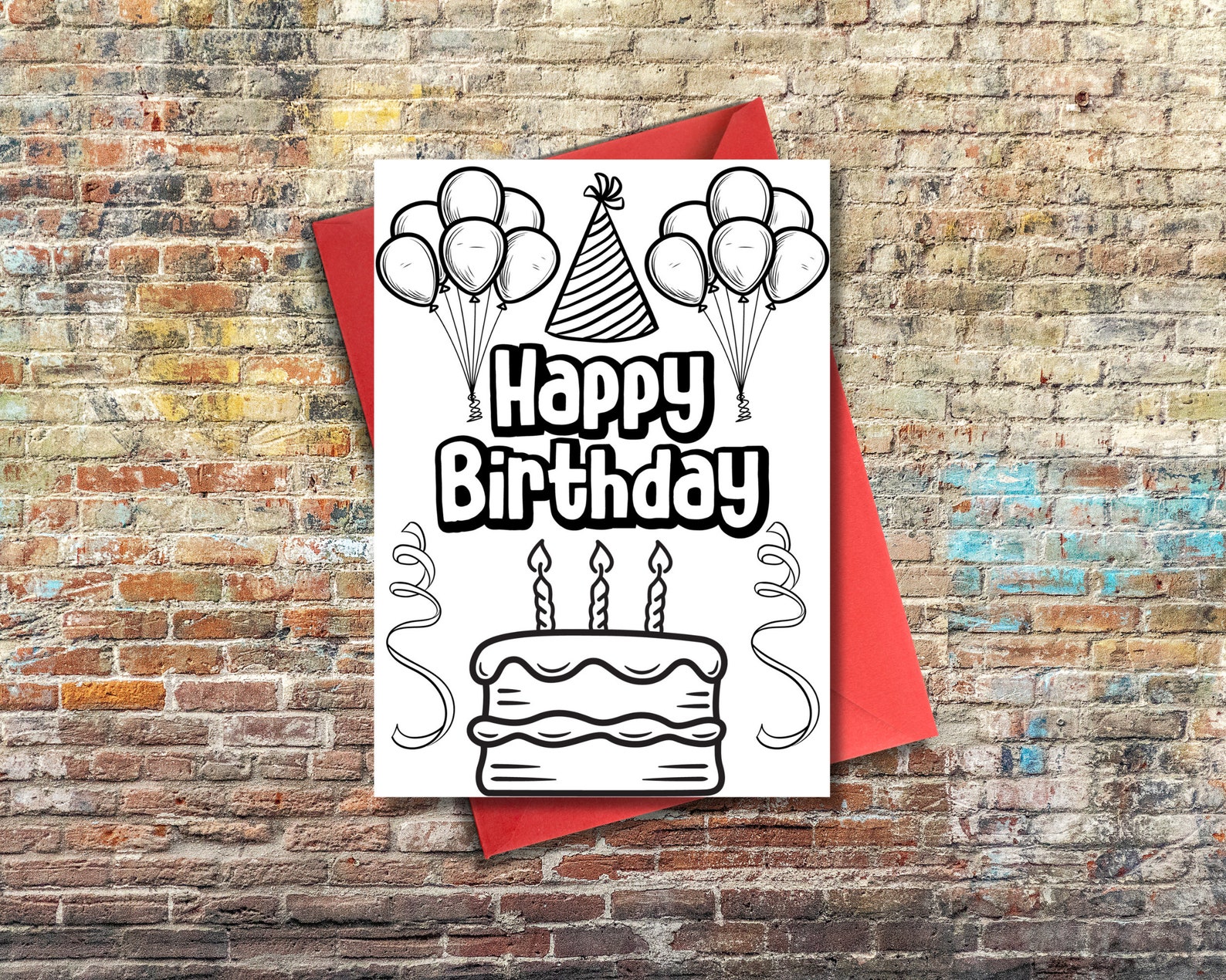 DIY Printable Birthday Coloring Card for Kids, Birthday Card for Kids ...