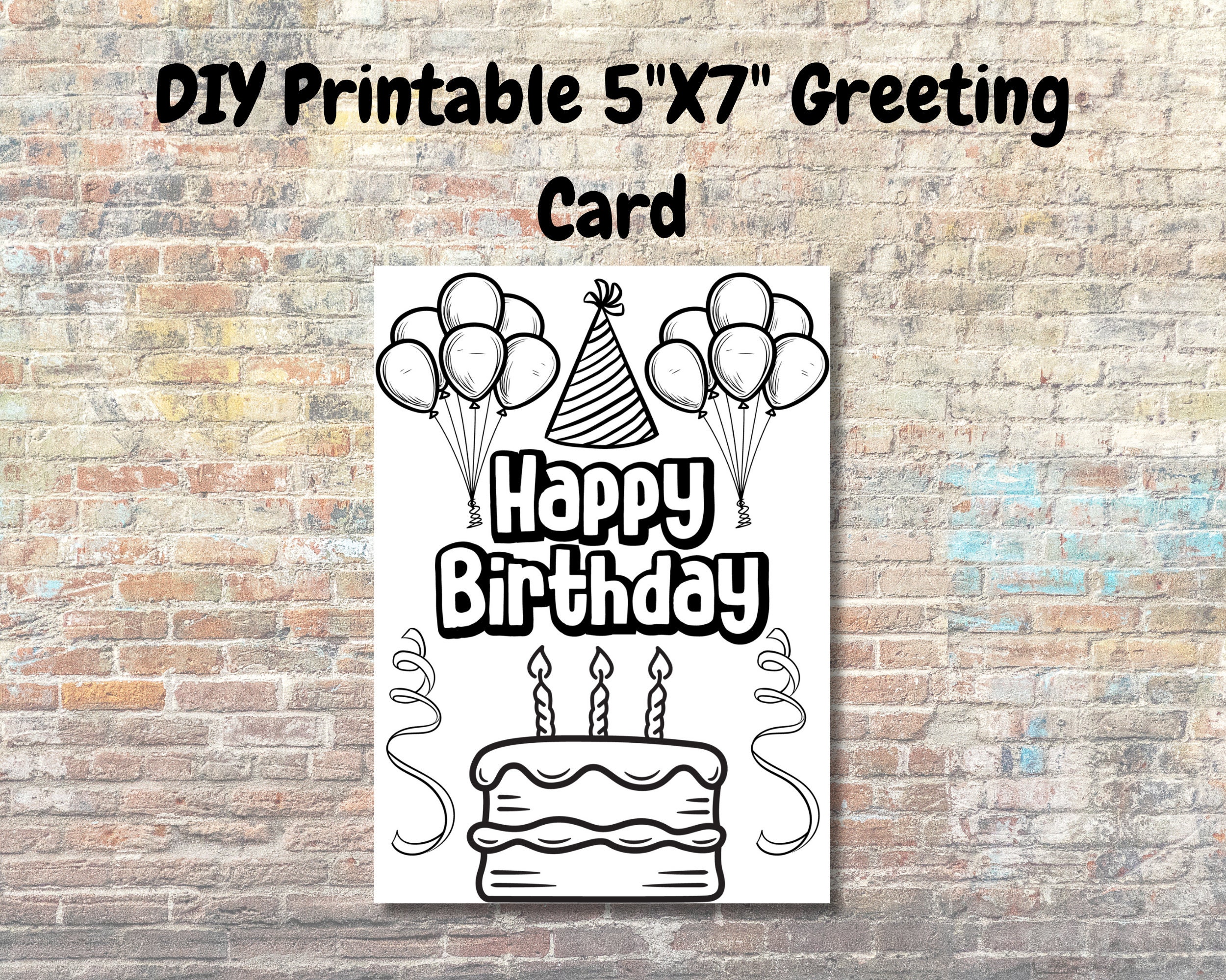 DIY Printable Birthday Coloring Card for Kids, Birthday Card for Kids ...