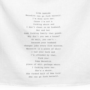 EXPLICIT Cotton Tea Towel Hand Towel Kitchen Towel Script - Bravo Lisa Barlow Hot Mic Rant Real Housewives of Salt Lake City