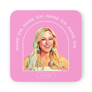 Bravo Name Em Spill the Tea Corkwood Coaster RHOBH Real Housewives of Beverly Hills Gift Housewarming Reality TV Secret Santa White Elephant