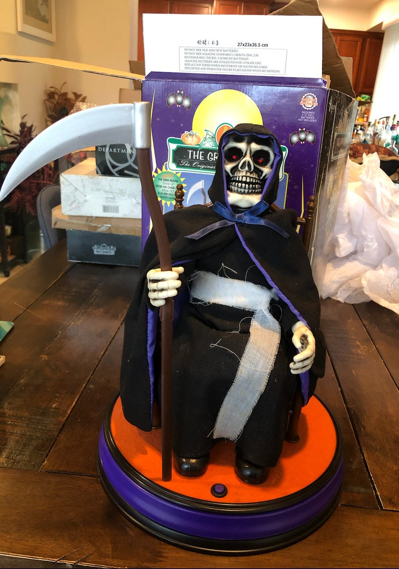 1997 Telco Motion-ettes THE GRIM REAPER Animated Halloween Display Works image 2