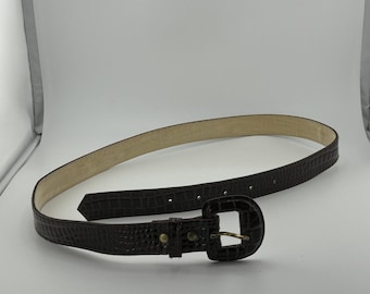 Vintage Lauren Ralph Lauren Wide Black Croc-embossed Italian  display picture 1